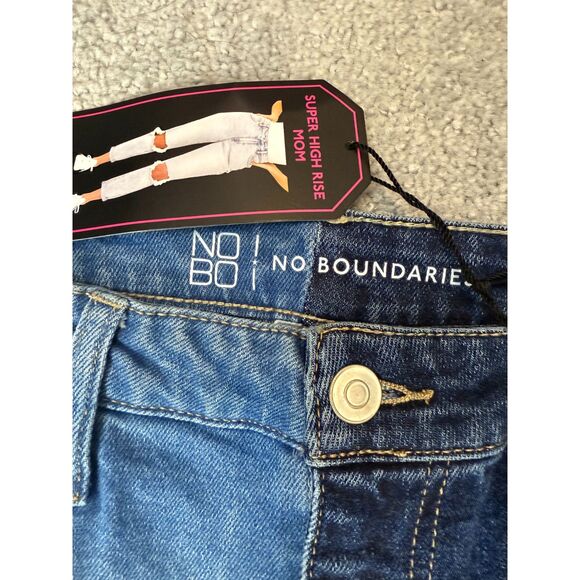 NWT Women NoBo Super High Rise stretch ripped Jean two-tone: blue, CE Size 11 - Picture 1 of 6